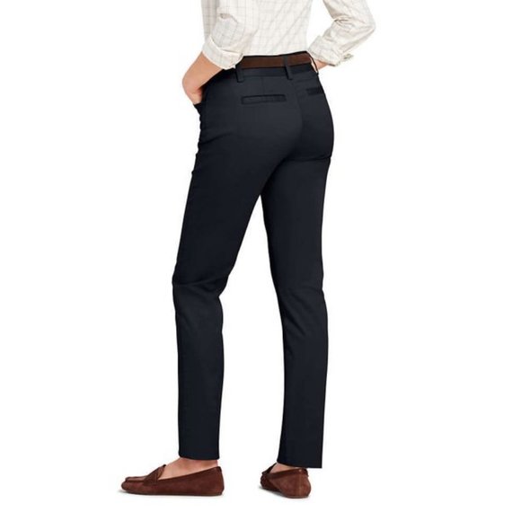 NWT LANDS' END WOMEN'S MID RISE CHINO PANTS STRAIGHT LEG BLACK 2 & 2P (PETITE) - Picture 4 of 15